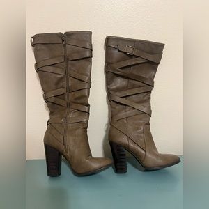 Just Fab, Brown heeled boots, Size:8.5, worn.